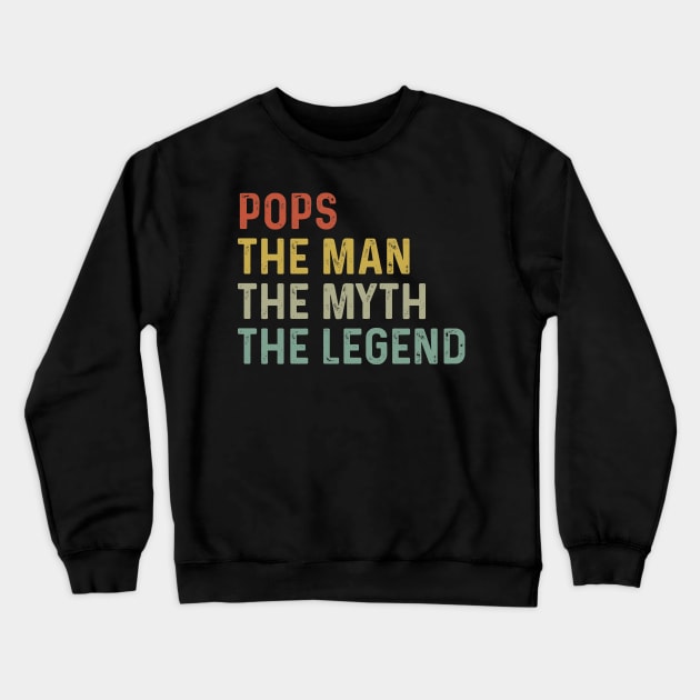 POPS Man Myth Legend Grandfather Father Dady Grandpa Gift Crewneck Sweatshirt by CoApparel